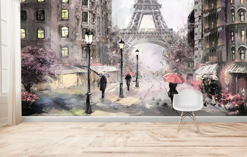 Papel pintado impreso de la Torre Eiffel de París: elegante decoración del paisaje urbano francés