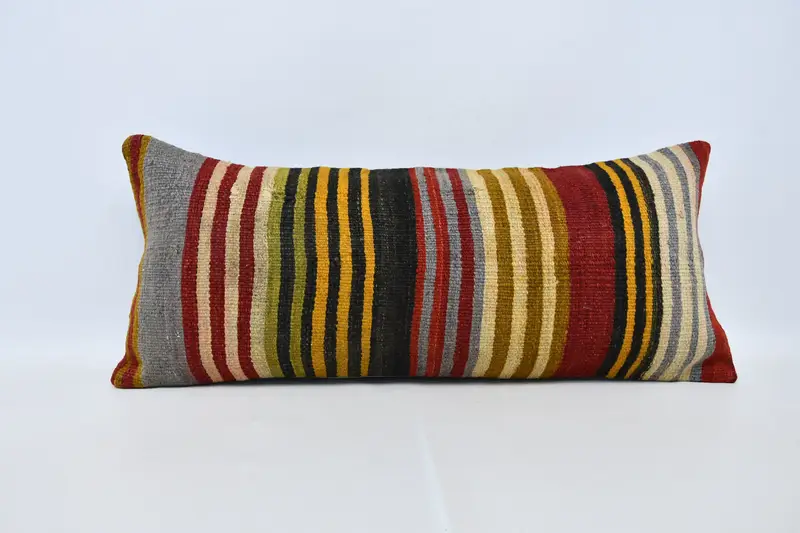 Pillow Cover, Pastel Cushion Cover, 16x36 Red Pillow Cover, Turkish Rugs Cushion Case, Vintage Pillow, Interior Designer Pillow, Pillow for Couch - 1
