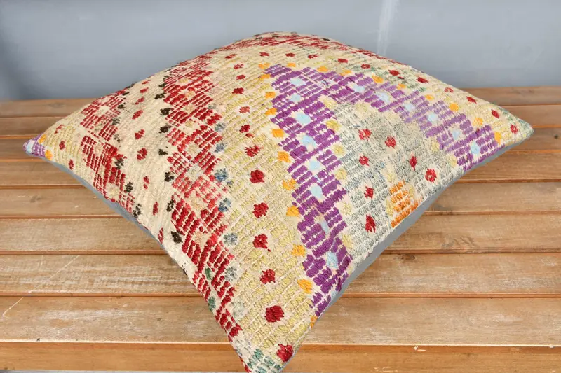 Chair Pillow, Turkish Kilim Pillow, Boho Throw Cushion, 18x18 Red Pillow Cover, Cushion, Kilim Pillow, Pattern Throw Pillow Sham, Pillow for Sofa - 2