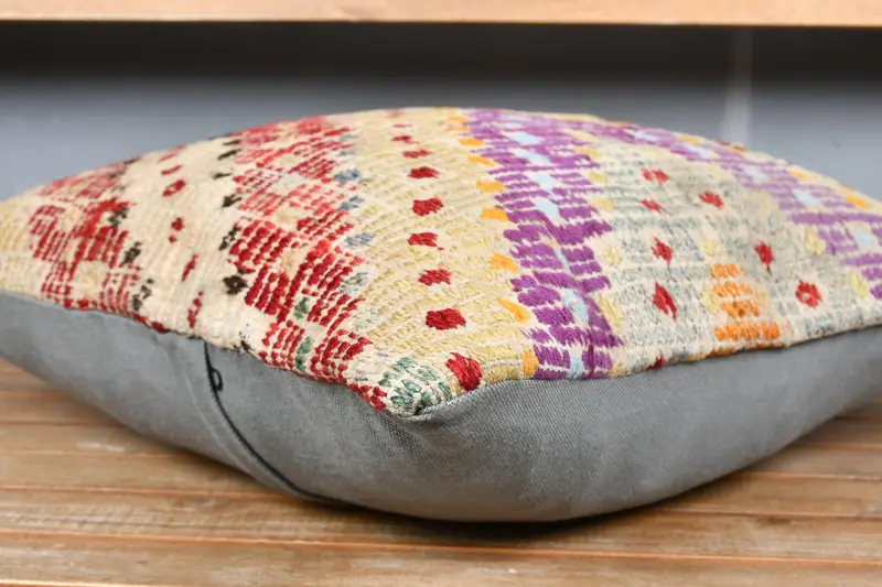 Chair Pillow, Turkish Kilim Pillow, Boho Throw Cushion, 18x18 Red Pillow Cover, Cushion, Kilim Pillow, Pattern Throw Pillow Sham, Pillow for Sofa - 4