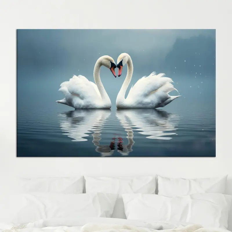 Schwanensee-Leinwand: Elegante Wasserliebeskunst zum Valentinstag