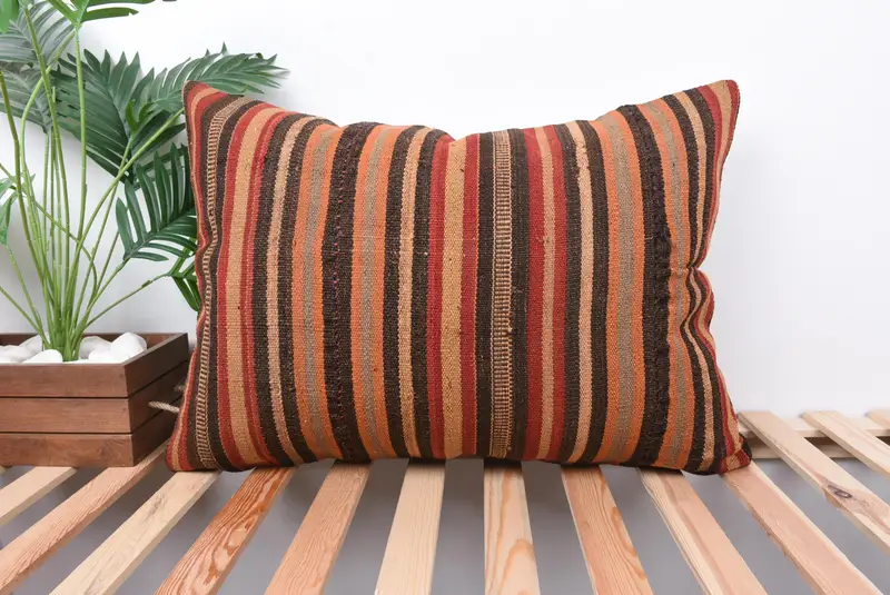 Armchair Cushion Cover, Handmade Kilim Cushion, Pillow for Couch, Cushion, Outdoor Patio Pillow Cover, Interior Designer Pillow, 20x28 Red Cushion - 1
