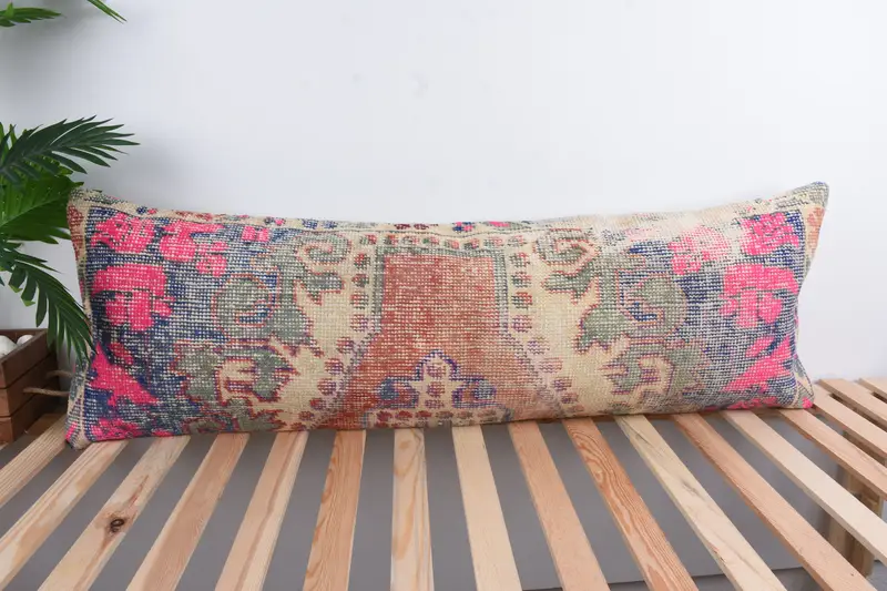 Kilim Pillow, Cushion Cover, Traditional Pillow Case, Home Decor Pillow, 16x48 Red Cushion Case, Authentic Pillow Sham, Boho Pillow - 1