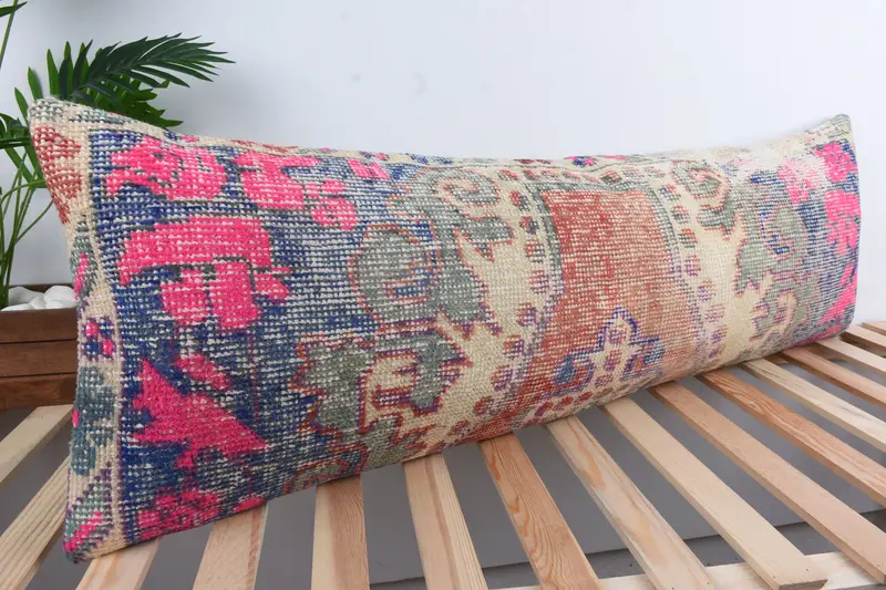 Kilim Pillow, Cushion Cover, Traditional Pillow Case, Home Decor Pillow, 16x48 Red Cushion Case, Authentic Pillow Sham, Boho Pillow - 4