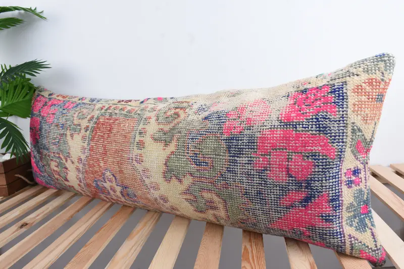 Kilim Pillow, Cushion Cover, Traditional Pillow Case, Home Decor Pillow, 16x48 Red Cushion Case, Authentic Pillow Sham, Boho Pillow - 5