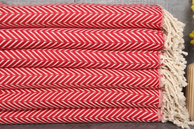 Personalized Turkish Beach Towel Red Chevron, 40x71 Inches