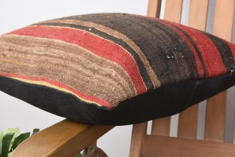 Throw Kilim Pillow, Boho Pillow, Pillow Case, Pillow for Sofa, Ethnic Cushion Case, 16x16 Red Pillow Case, Chair Cushion Cover - 6