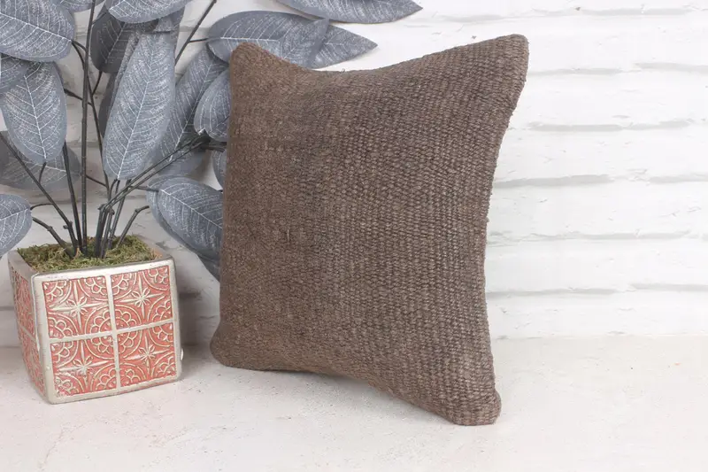 12x12 Brown Cushion Cover, Authentic Pillow Case, Cushion, Vintage Pillow Case, Antique Pillows, Ikat Cushion, Turkish Pillow, Pillow for Couch - 3