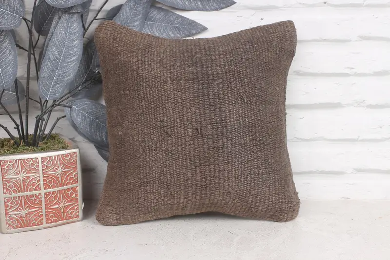 12x12 Brown Cushion Cover, Authentic Pillow Case, Cushion, Vintage Pillow Case, Antique Pillows, Ikat Cushion, Turkish Pillow, Pillow for Couch - 1
