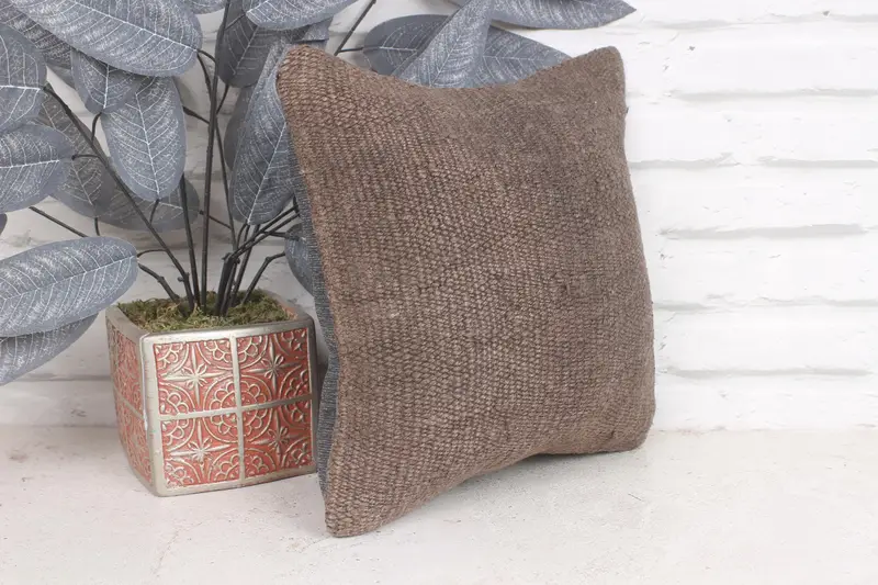 12x12 Brown Cushion Cover, Authentic Pillow Case, Cushion, Vintage Pillow Case, Antique Pillows, Ikat Cushion, Turkish Pillow, Pillow for Couch - 4