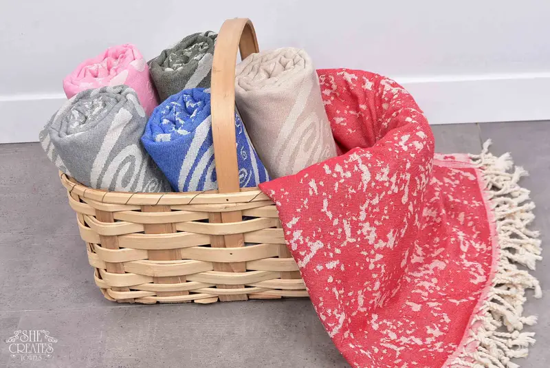 Turkish Towel Set, Gym Towel, Turkish towel, Bachelorette Party Gifts, Personalized Towel, Engagement Gift, 70x40 Cotton Carretta Patterned Towel - 7
