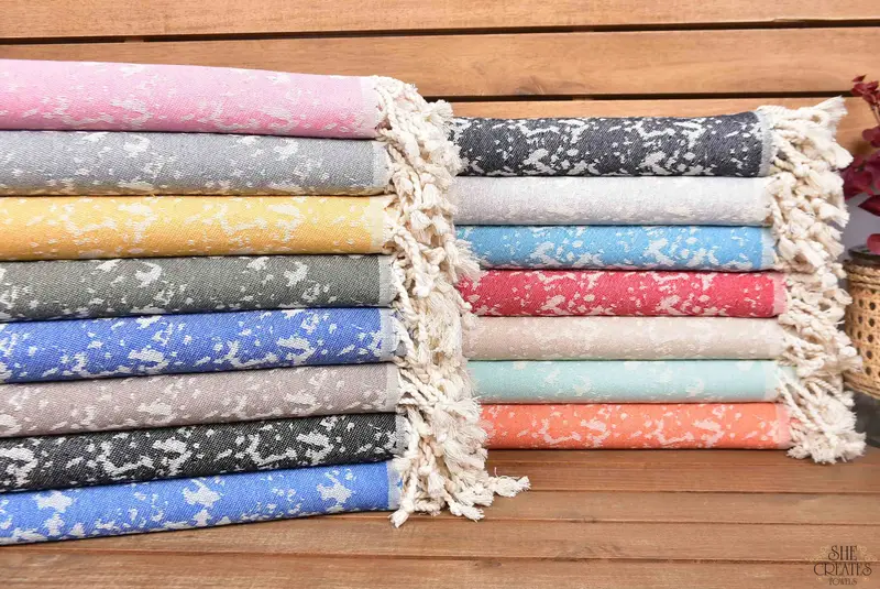 Turkish Towel Set, Gym Towel, Turkish towel, Bachelorette Party Gifts, Personalized Towel, Engagement Gift, 70x40 Cotton Carretta Patterned Towel - 1