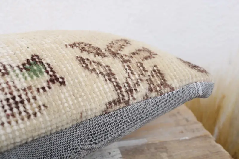 Pillow Cover, Gift Pillow, 8x16 Beige Pillow Case, Turkish Pillow, Sofa Bolster Cushion, Home Decor Pillow, Handwoven Pillow Cover - 5