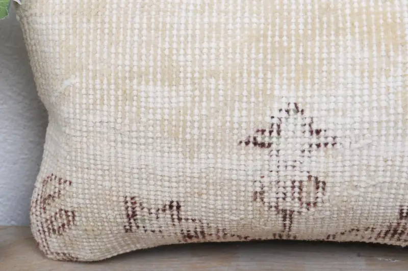 Pillow Cover, Gift Pillow, 8x16 Beige Pillow Case, Turkish Pillow, Sofa Bolster Cushion, Home Decor Pillow, Handwoven Pillow Cover - 3