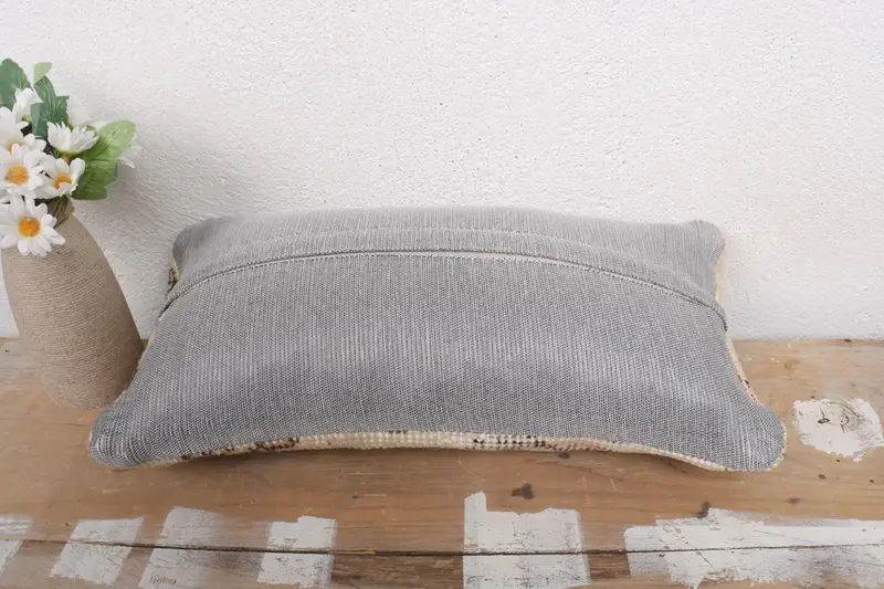 Pillow Cover, Gift Pillow, 8x16 Beige Pillow Case, Turkish Pillow, Sofa Bolster Cushion, Home Decor Pillow, Handwoven Pillow Cover - 7