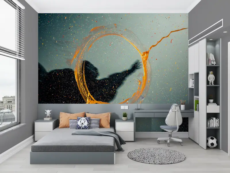 Custom Wall Paper,Modern Abstract Wall Mural,Yellow Wall Decor,Modern Wall Paper,3d Wall Paper,Modern Wall Mural, - 3