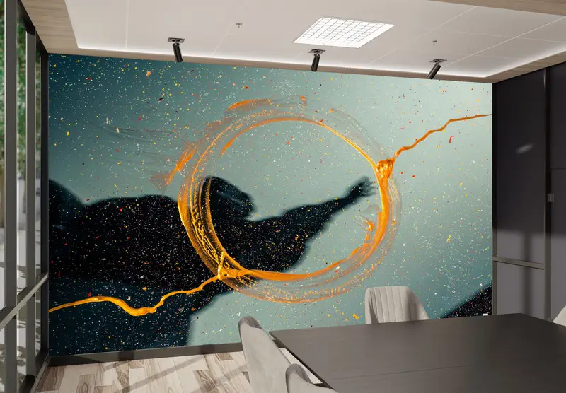 Custom Wall Paper,Modern Abstract Wall Mural,Yellow Wall Decor,Modern Wall Paper,3d Wall Paper,Modern Wall Mural, - 4