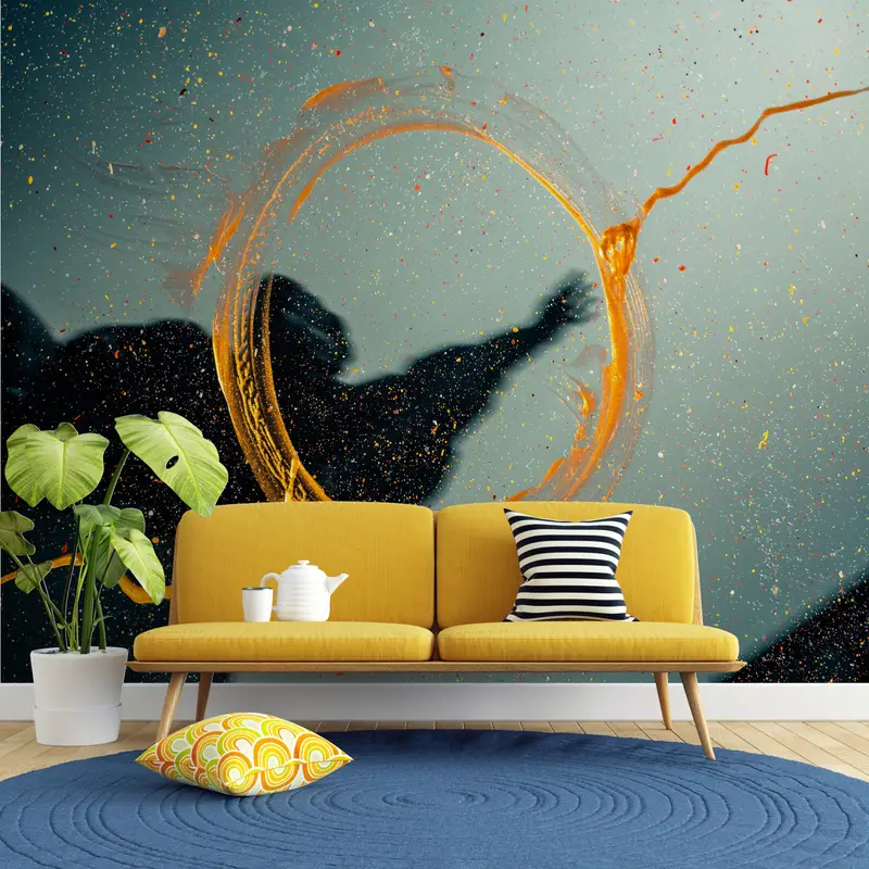 Custom Wall Paper,Modern Abstract Wall Mural,Yellow Wall Decor,Modern Wall Paper,3d Wall Paper,Modern Wall Mural, - 2