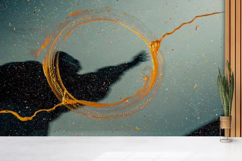 Custom Wall Paper,Modern Abstract Wall Mural,Yellow Wall Decor,Modern Wall Paper,3d Wall Paper,Modern Wall Mural, - 1