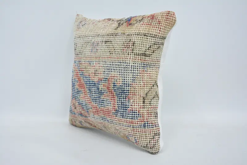 Turkish Pillow, Pillow Case, Couch Pillow Sham, Handmade Kilim Cushion, Boho Pillow Sham Cover, 12x12 Beige Cushion Cover, Boho Throw Pillow - 4