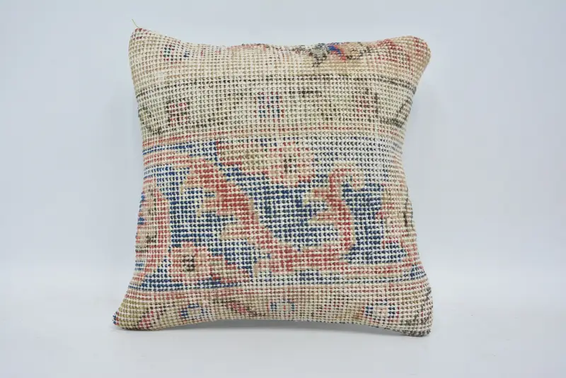 Turkish Pillow, Pillow Case, Couch Pillow Sham, Handmade Kilim Cushion, Boho Pillow Sham Cover, 12x12 Beige Cushion Cover, Boho Throw Pillow - 1