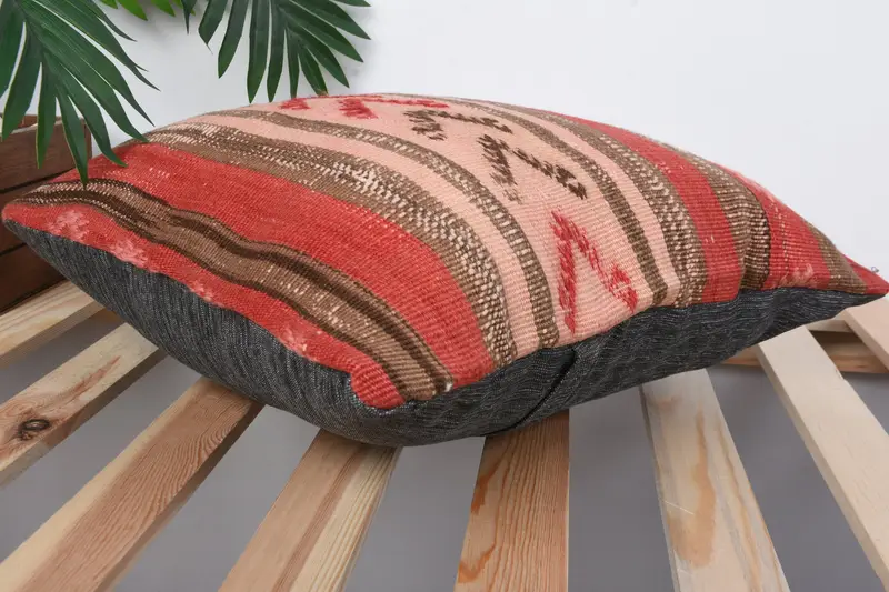 16x16 Red Pillow, Cushion, Vintage Kilim Pillow, Interior Designer Pillow, Turkish Rugs Cushion Case, Home Decor Pillow, Bench Pillow Cover - 6