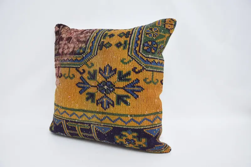 28x28 Blue Cushion Cover, Vintage Pillow, Home Decor Pillow, Aesthetic Pillow Cover, Interior Designer Pillow, Pillow Cover - 4