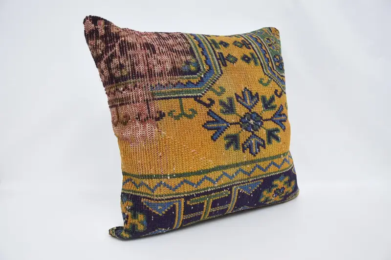 28x28 Blue Cushion Cover, Vintage Pillow, Home Decor Pillow, Aesthetic Pillow Cover, Interior Designer Pillow, Pillow Cover - 3