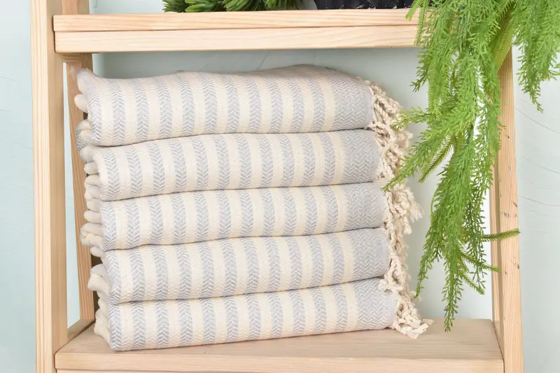 Light Gray Cotton Towel, Monogram Beach Towel, 40x71 Inches