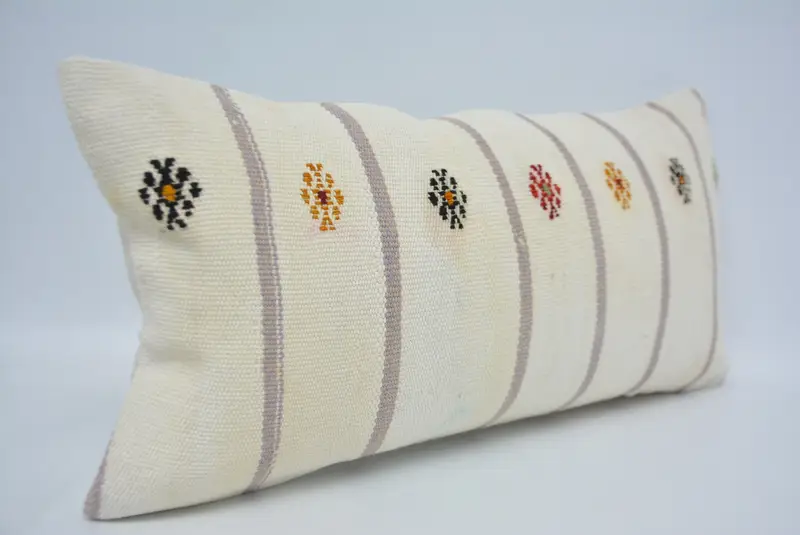 Pillow, Tapestry Pillow Cover, Pillow for Couch, 12x24 White Pillow, Ethnical Kilim Rug Pillow, Vintage Kilim Pillow, Floor Pillow Sham - 3