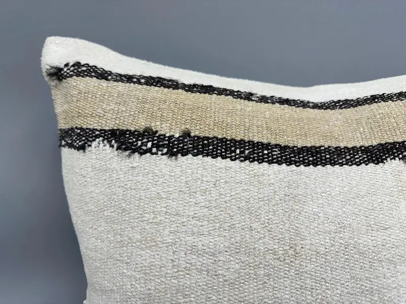 Cotton Pillow Case, 24x24 White Cushion Cover, Home Decor Pillow, Kilim Pillow, Turkish Kilim Pillow, Cushion Cover, Outdoor Bolster Pillow Sham - 5