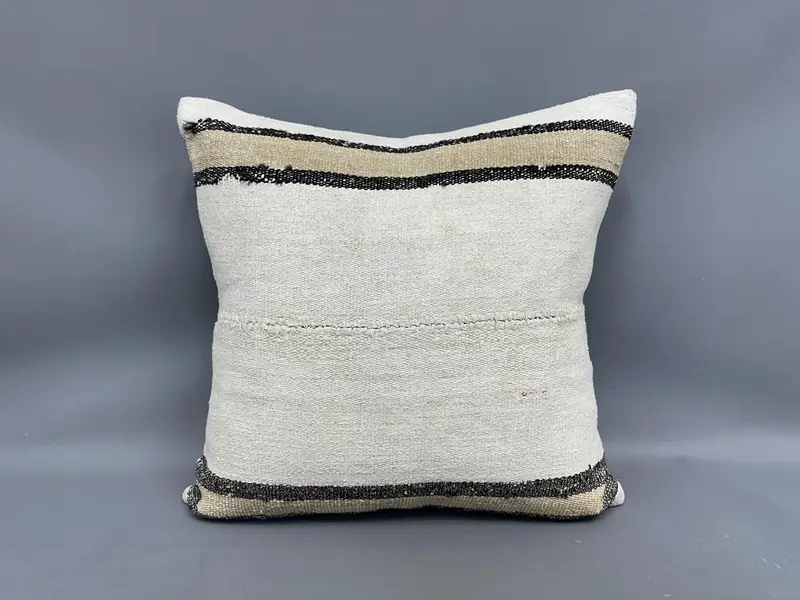 Cotton Pillow Case, 24x24 White Cushion Cover, Home Decor Pillow, Kilim Pillow, Turkish Kilim Pillow, Cushion Cover, Outdoor Bolster Pillow Sham - 4