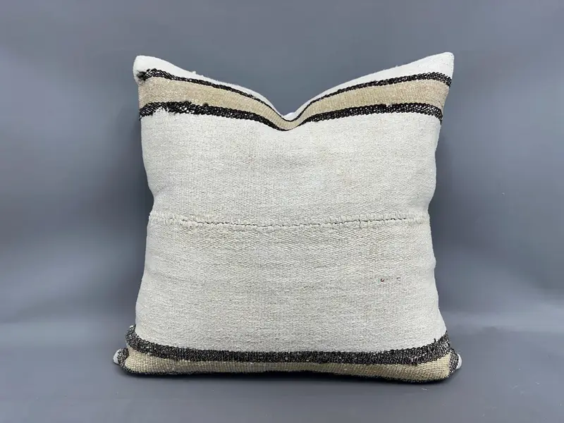 Cotton Pillow Case, 24x24 White Cushion Cover, Home Decor Pillow, Kilim Pillow, Turkish Kilim Pillow, Cushion Cover, Outdoor Bolster Pillow Sham - 1