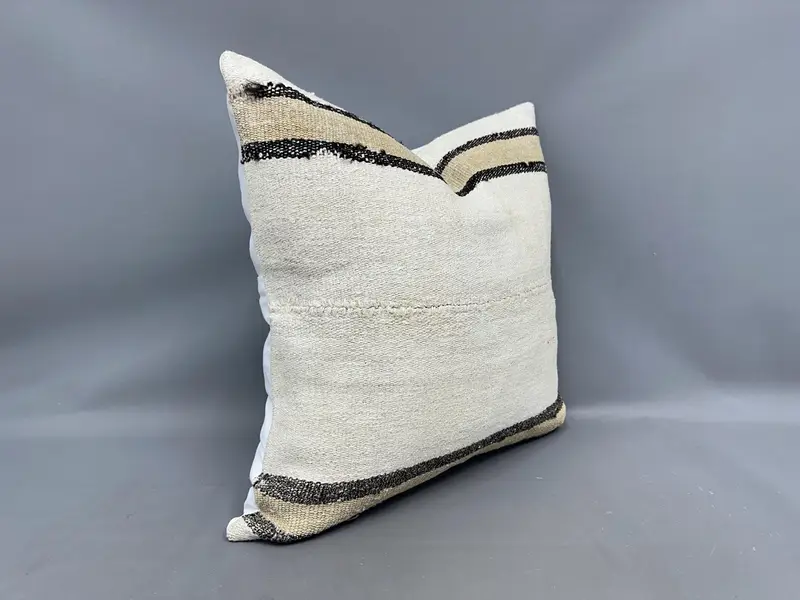 Cotton Pillow Case, 24x24 White Cushion Cover, Home Decor Pillow, Kilim Pillow, Turkish Kilim Pillow, Cushion Cover, Outdoor Bolster Pillow Sham - 2
