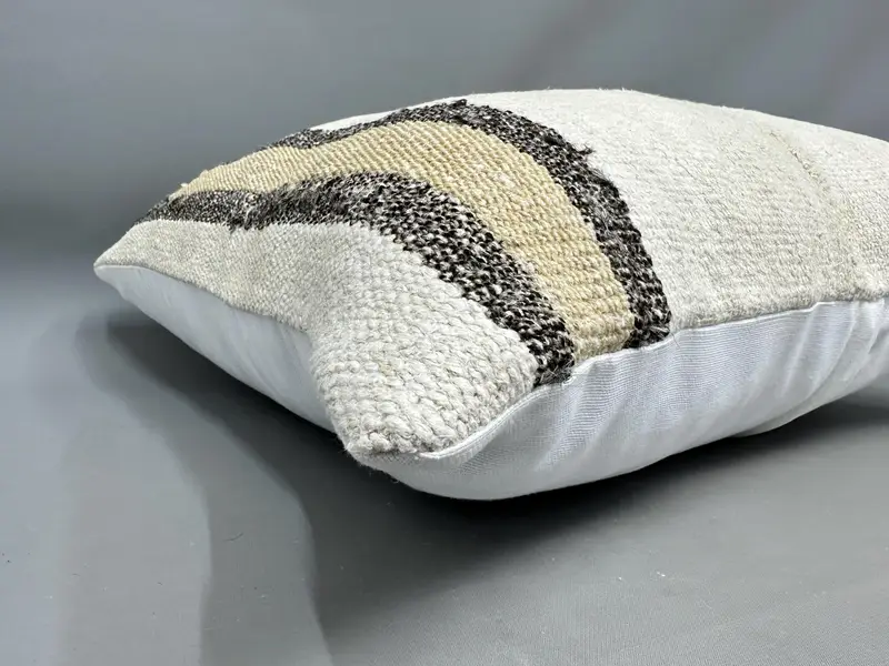 Cotton Pillow Case, 24x24 White Cushion Cover, Home Decor Pillow, Kilim Pillow, Turkish Kilim Pillow, Cushion Cover, Outdoor Bolster Pillow Sham - 6