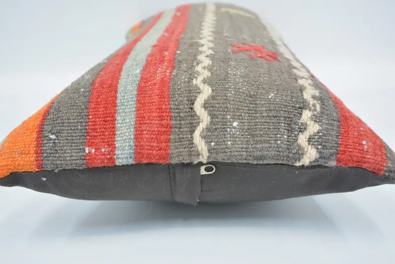 Kilim Pillow, Vintage Throw Cushion, Gift Pillow, 12x24 Red Cushion Case, Pillow, Handmade Throw Cushion Case, Vintage Kilim Throw Pillow - 5