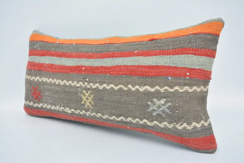 Kilim Pillow, Vintage Throw Cushion, Gift Pillow, 12x24 Red Cushion Case, Pillow, Handmade Throw Cushion Case, Vintage Kilim Throw Pillow - 4