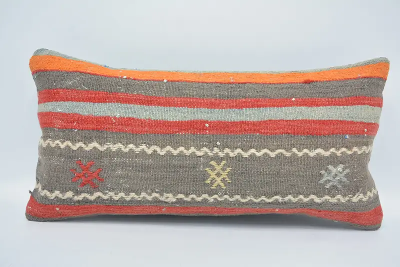 Kilim Pillow, Vintage Throw Cushion, Gift Pillow, 12x24 Red Cushion Case, Pillow, Handmade Throw Cushion Case, Vintage Kilim Throw Pillow - 1