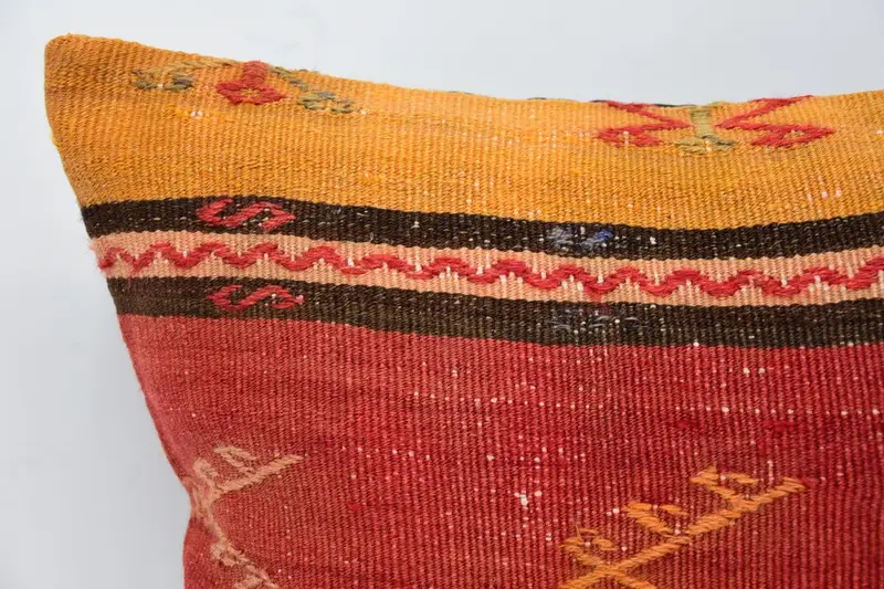 Vintage Kilim Pillow Cushion Cover, Turkish Kilim Pillow, Vintage Pillow, Cushion Case, 24x24 Red Cushion Cover, Boho Pillow Sham Cover - 2