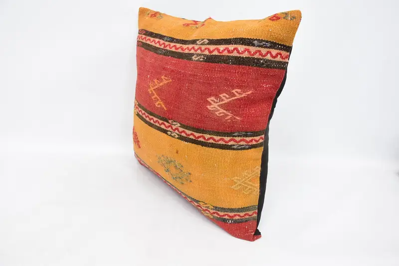 Vintage Kilim Pillow Cushion Cover, Turkish Kilim Pillow, Vintage Pillow, Cushion Case, 24x24 Red Cushion Cover, Boho Pillow Sham Cover - 4