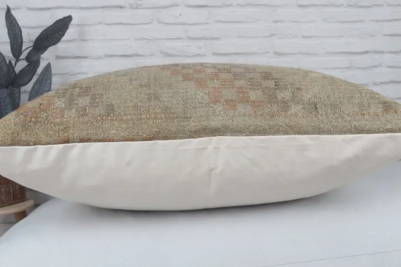 Indoor Cushion Case, Kilim Pillow Cover, 32x32 Beige Cushion Case, Cushion, Turkish Rugs Cushion, Turkish Kilim Pillow, Gift Pillow - 6
