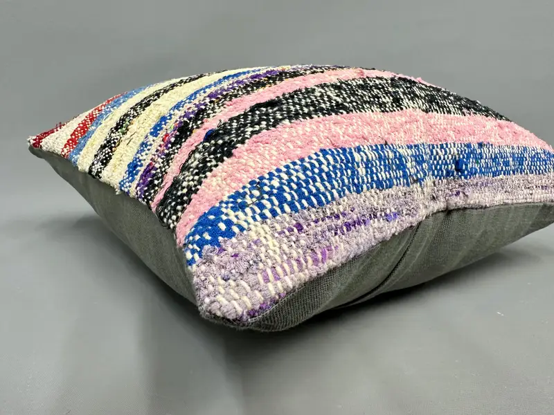 Muted Pillow Cover, Antique Pillows, Authentic Pillow Case, Handmade Kilim Cushion, Pillow, 18x18 Red Pillow, Kilim Pillow Cover - 6