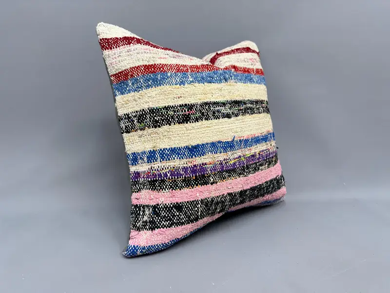 Muted Pillow Cover, Antique Pillows, Authentic Pillow Case, Handmade Kilim Cushion, Pillow, 18x18 Red Pillow, Kilim Pillow Cover - 2