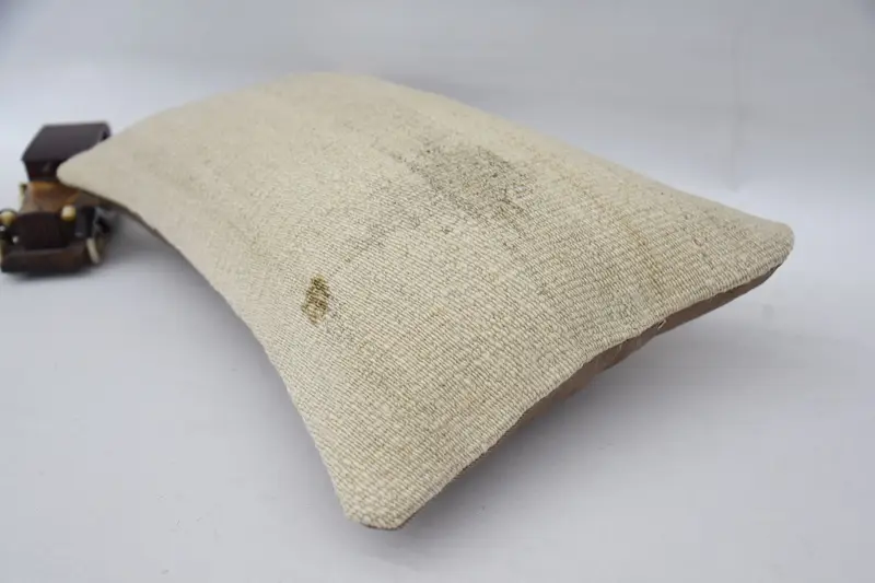 Pillow Cover, Ethnical Kilim Rug Pillow, 12x20 Beige Pillow Sham, Handmade Kilim Cushion, Vintage Kilim Pillow, Southwestern Cushion - 6