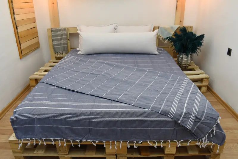 96x80 Cotton Striped Towel, Bridal Party Gifts, Aesthetic Blanket, Bridal Shower Gift, Throw Blanket, Turkish Blanket Throw, Custom Blanket - 2