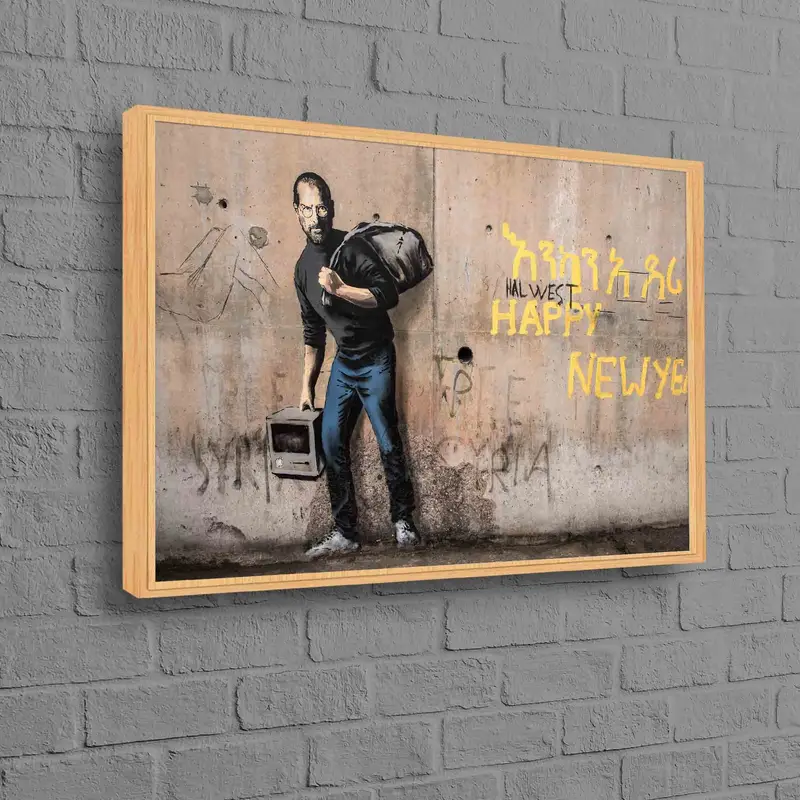 Arte en lienzo: El viaje del migrante inspirado en Steve Jobs y Banksy