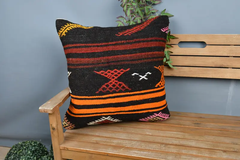 Sofa Bolster Kissenabdeckung, Geschenkkissen, 24x24 braunes Kissenschein, Vintage -Wurfkissen, Wohnkulturkissen, Kissengehäuse, türkisches Kissen - 1