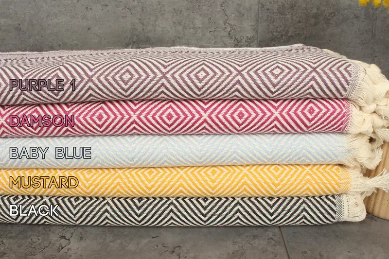 Monogram Hand Towel Diamond Cotton Organic/Recycled, 20x36 Inches