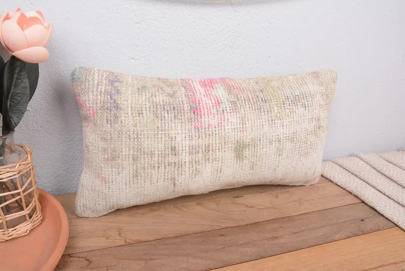 Beige besticktes Kissen im Südwesten, handgemachtes Vintage-Wurfkissen