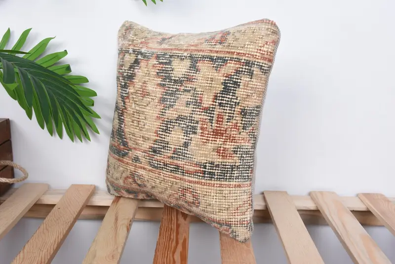 Decorative Pillow, Ethnic Throw Pillow Cover, Cushion Cover, Handmade Kilim Cushion, 12x12 Brown Pillow Sham, Kilim Pillow, Vintage Pillow - 5